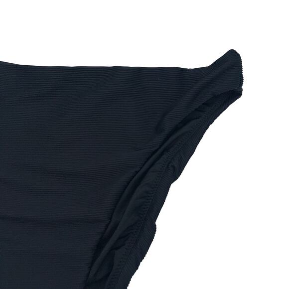 New J. Crew Black Ribbed High Rise Waisted Cheeky Bikini Swim Suit Bottom Medium - Picture 4 of 7